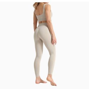 High Waisted Seamless Leggings with Padded Sports Bra Sets